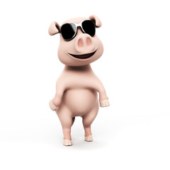 3d rendered illustration of a funny pig