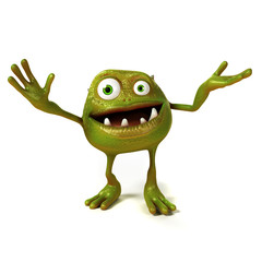 3d rendered illustration of a funny bacteria toon