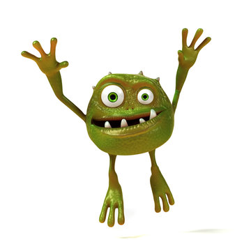 3d rendered illustration of a funny bacteria toon