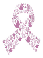 Hands in breast cancer awareness ribbon