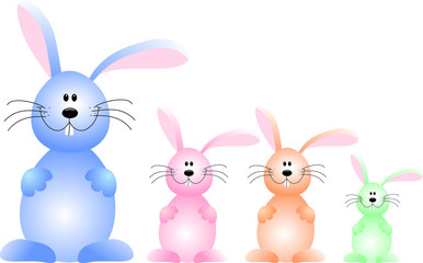 Vectorset mit vier frechen Osterhasen