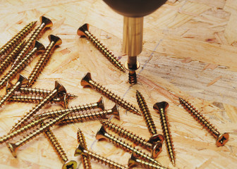rotating wood screw with OSB Plate with more wooden screws