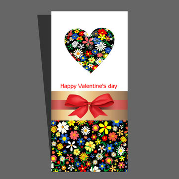 Floral heart  valentines card