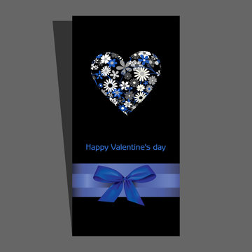 Floral heart valentines card
