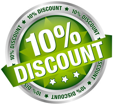 Button Banner "10% Discount" gr&uuml;n/silber