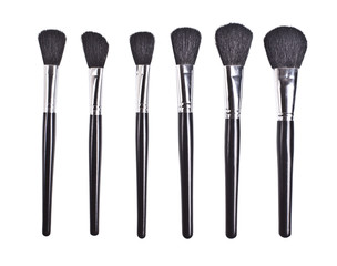 professional cosmetic brushes on white background
