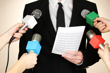 Conference meeting microphones and businessman