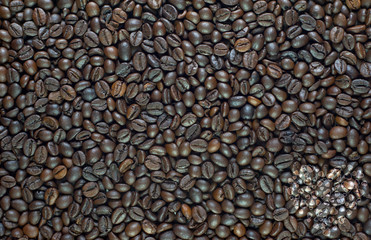 Heart on coffee background and textured