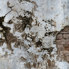 cracked concrete old brick wall