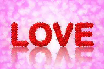 Love text made of heart shape