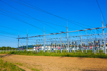 electrical power plant in farmland area