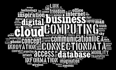 Cloud computing pictogram on black background