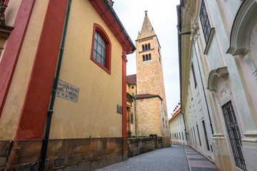 St. George Basilica in Prague Castle, view from Jirska street