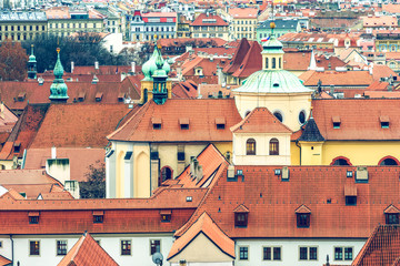 Obraz premium View on Prague old town roofs
