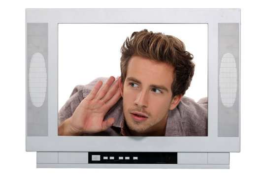 Man in a television screen