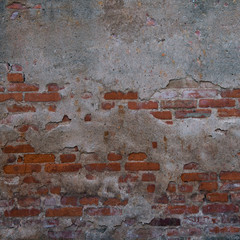 cracked concrete old brick wall