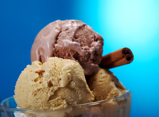 ice cream in with strawberries and chocolate