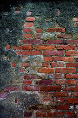 cracked concrete old brick wall