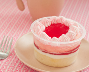 strawberry cupcake with coffee