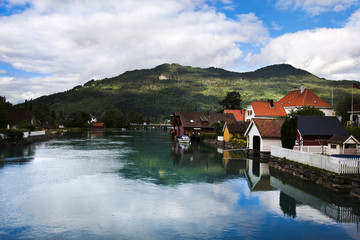 Harbour boat house in Norway