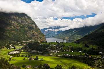Geiranger fjord, Norway with cruise ship