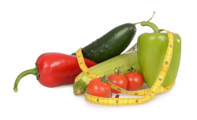 Bunch of vegetables isolated on white background