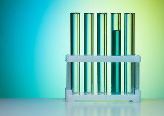 Row of test tubes in laboratory