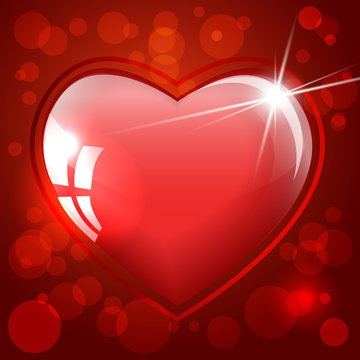 Poster With Red Heart. Vector illustration.