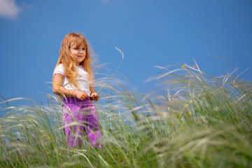 Sweet little girl in a meadow