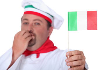 Chef holding Italian flag