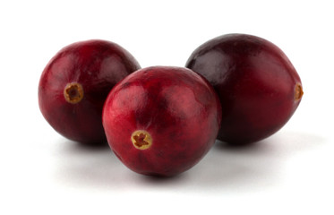 Cranberries isolated on white background.