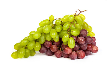 Bunch of White and Red Grapes laying isolated