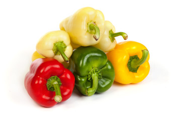 Group of seet bell peppers isolated on white