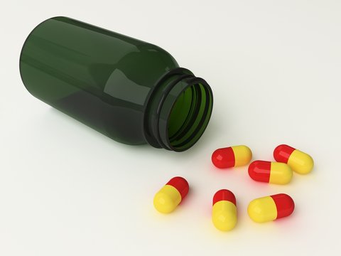 Green Bottle And Pills