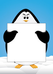 penguin and signboard