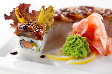 Salmon and Smoked Eel Maki Sushi