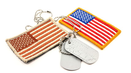 Vividly colorful and camouflage American Flag, Dog Tags