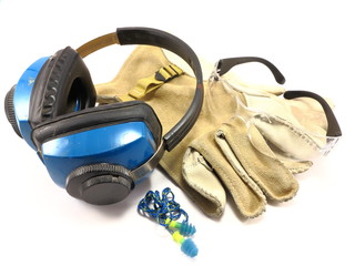 Safety equipment essentials: gloves, ear plugs, safety goggles