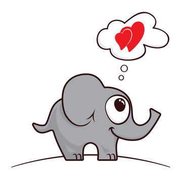 Funny cartoon elephant in love