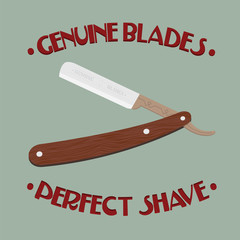 Illustration of retro razor with wood handle