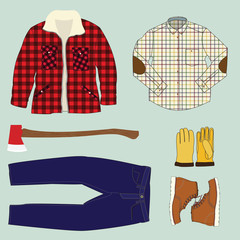 illustration of Lumberjack work clothing