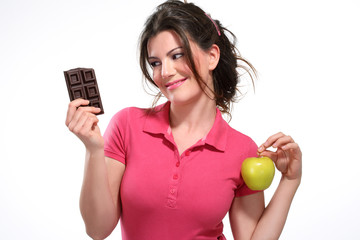 young woman diet meal chocolate