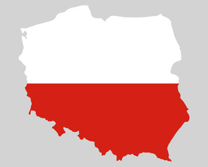 Karte und Fahne von Polen