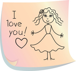 Post-it with words "I love you!"
