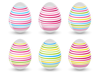 Set of Easter striped eggs