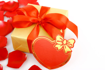 Red rose and a gift box