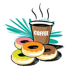 Set of donut vector hand drawn