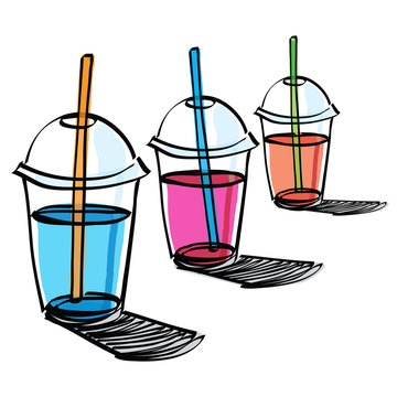 beverage cup with drinking straw