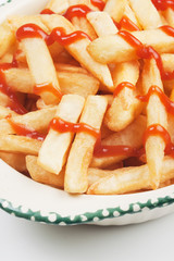 French fries with ketchup