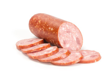 Smoked sausage with sliced ​​pieces